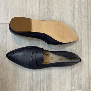 Navy Blue Leather Loafers